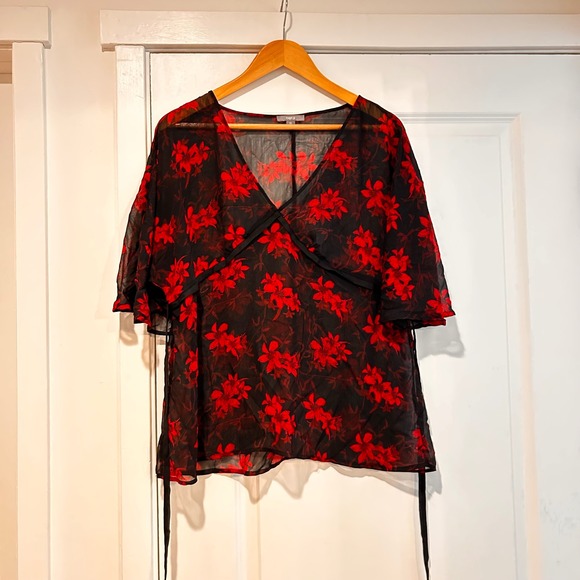 Apt. 9 Tops - Apt 9 Y2K Babydoll Sheer Chiffon Top Women's XL Fairy Grunge Whimsigoth Romantic